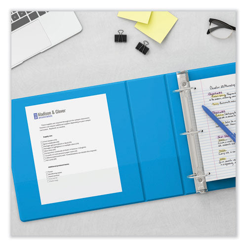 Image of Universal® Slant D-Ring View Binder, 3 Rings, 3" Capacity, 11 x 8.5, Light Blue