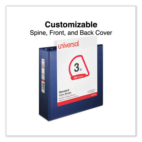 Image of Universal® Slant D-Ring View Binder, 3 Rings, 3" Capacity, 11 x 8.5, Navy Blue