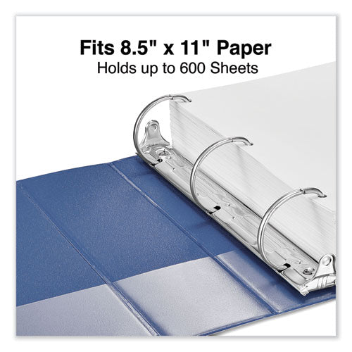 Image of Universal® Slant D-Ring View Binder, 3 Rings, 3" Capacity, 11 x 8.5, Navy Blue