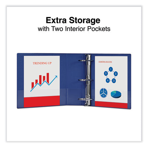 Image of Universal® Slant D-Ring View Binder, 3 Rings, 3" Capacity, 11 x 8.5, Navy Blue