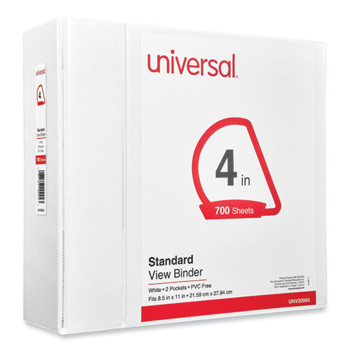 Image of Universal® Slant D-Ring View Binder, 3 Rings, 4" Capacity, 11 x 8.5, White
