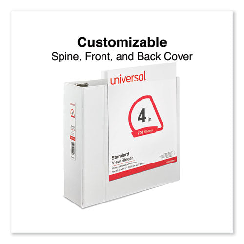 Image of Universal® Slant D-Ring View Binder, 3 Rings, 4" Capacity, 11 x 8.5, White