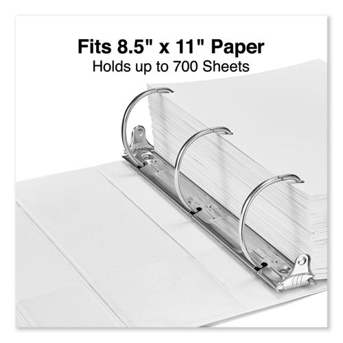 Image of Universal® Slant D-Ring View Binder, 3 Rings, 4" Capacity, 11 x 8.5, White