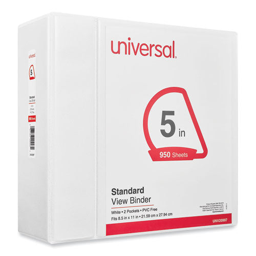 Image of Universal® Slant D-Ring View Binder, 3 Rings, 5" Capacity, 11 x 8.5, White