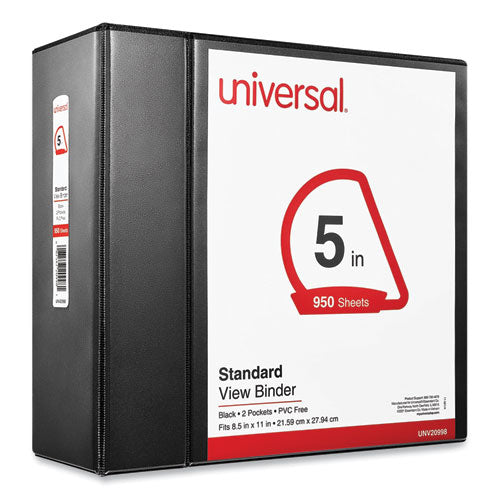 Image of Universal® Slant D-Ring View Binder, 3 Rings, 5" Capacity, 11 x 8.5, Black