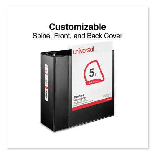 Image of Universal® Slant D-Ring View Binder, 3 Rings, 5" Capacity, 11 x 8.5, Black