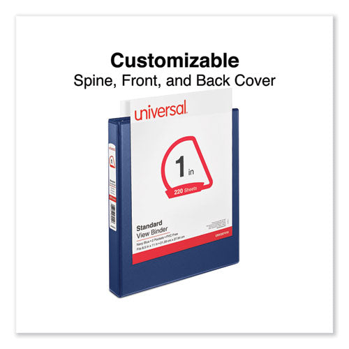 Image of Universal® Slant D-Ring View Binder, 3 Rings, 1" Capacity, 11 x 8.5, Navy Blue
