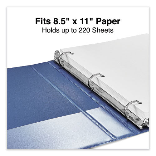 Image of Universal® Slant D-Ring View Binder, 3 Rings, 1" Capacity, 11 x 8.5, Navy Blue