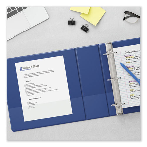 Image of Universal® Slant D-Ring View Binder, 3 Rings, 1" Capacity, 11 x 8.5, Navy Blue