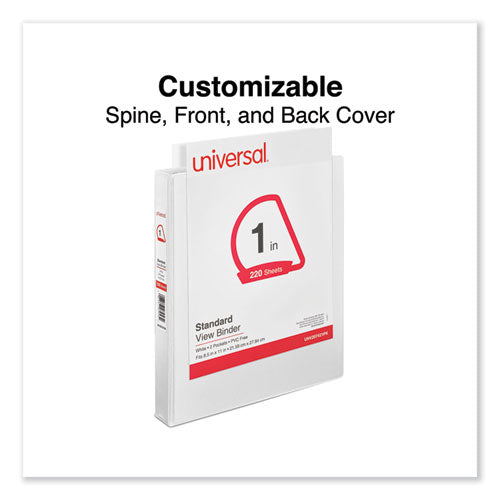 Image of Universal® Slant D-Ring View Binder, 3 Rings, 1" Capacity, 11 x 8.5, White, 12/Carton