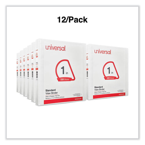 Image of Universal® Slant D-Ring View Binder, 3 Rings, 1" Capacity, 11 x 8.5, White, 12/Carton