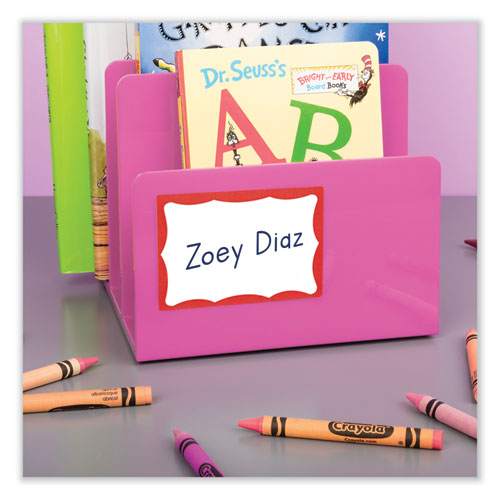 Image of Avery® Printable Adhesive Name Badges, 3.38 X 2.33, Red Border, 100/pack