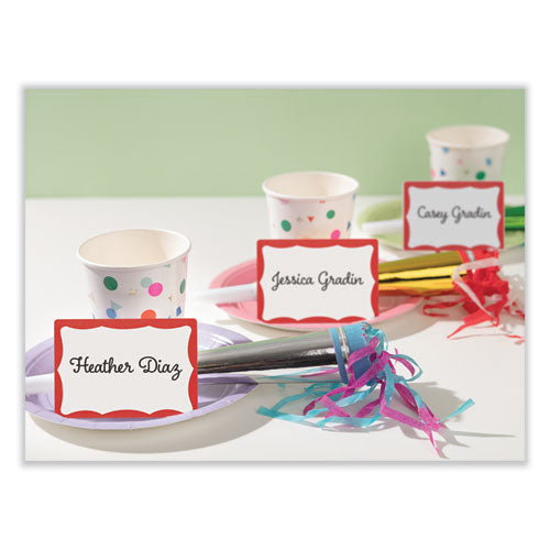 Image of Avery® Printable Adhesive Name Badges, 3.38 X 2.33, Red Border, 100/pack