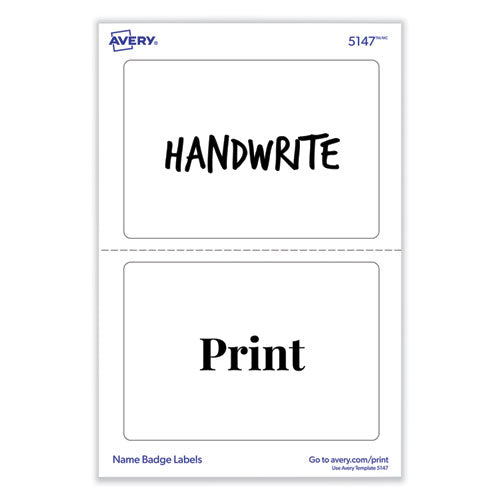 Image of Avery® Printable Adhesive Name Badges, 3.38 X 2.33, White, 100/pack