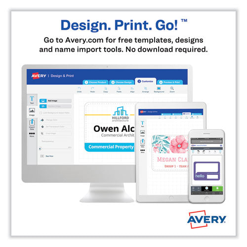 Image of Avery® Printable Adhesive Name Badges, 3.38 X 2.33, White, 100/pack