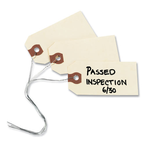 Image of Avery® Double Wired Shipping Tags, 11.5 pt Stock, 3.25 x 1.63, Manila, 1,000/Box