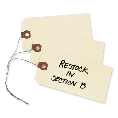 Image of Avery® Double Wired Shipping Tags, 11.5 pt Stock, 4.75 x 2.38, Manila, 1,000/Box