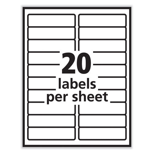 Image of PRES-a-ply® Labels, Laser Printers, 1 X 4, White, 20/sheet, 100 Sheets/box