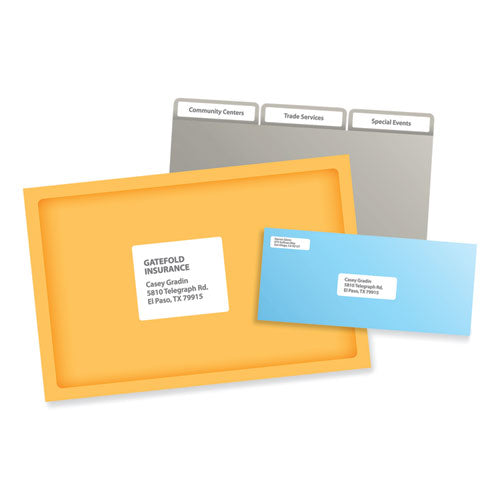 Image of PRES-a-ply® Labels, Laser Printers, 1.33 X 4, White, 14/sheet, 100 Sheets/box