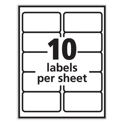 Image of PRES-a-ply® Labels, Laser Printers, 2 X 4, White, 10/sheet, 100 Sheets/box