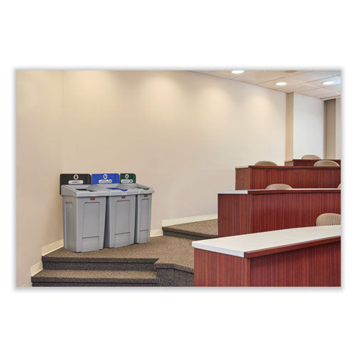Image of Rubbermaid® Commercial Slim Jim Recycling Station 1-Stream, Mixed Recycling Station, 33 gal, Resin, Gray