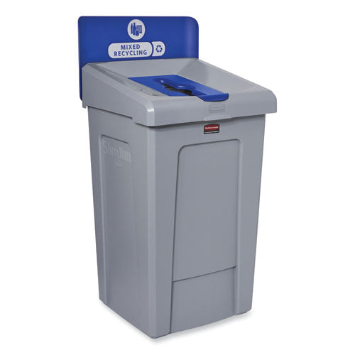 Image of Rubbermaid® Commercial Slim Jim Recycling Station 1-Stream, Mixed Recycling Station, 33 gal, Resin, Gray