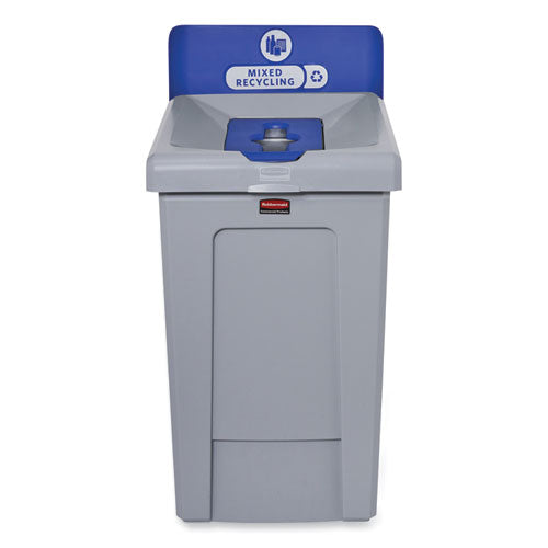 Image of Rubbermaid® Commercial Slim Jim Recycling Station 1-Stream, Mixed Recycling Station, 33 gal, Resin, Gray