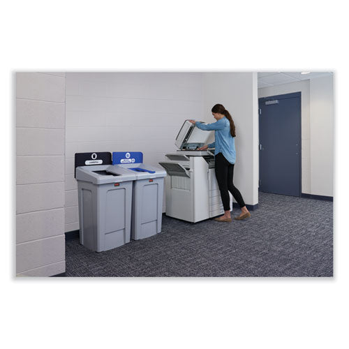 Image of Rubbermaid® Commercial Slim Jim Recycling Station 1-Stream, Mixed Recycling Station, 33 gal, Resin, Gray