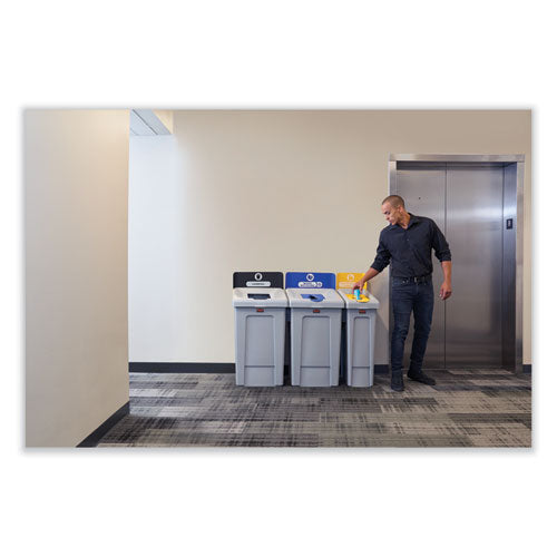 Image of Rubbermaid® Commercial Slim Jim Recycling Station 1-Stream, Mixed Recycling Station, 33 gal, Resin, Gray