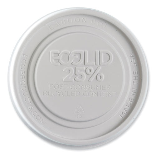 Image of Eco-Products® Evolution World EcoLid 25% Recycled Food Container Lid, Fits 12 to 32 oz Containers, White, Plastic, 500/Carton