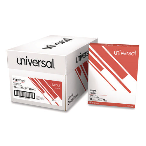 Image of Universal® Copy Paper, 92 Bright, 20 lb Bond Weight, 8.5 x 11, White, 500 Sheets/Ream, 10 Reams/Carton
