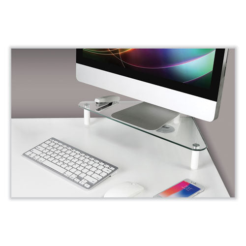 Image of Kantek Glass Corner Monitor Riser, 19.7" x 11" x 3.25", Clear, Supports 40 lbs
