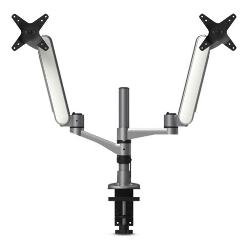 Image of Kantek Multi-Directional Dual Monitor Arm, For 30" Monitors, 360 Deg Rotation, 105 Deg Tilt, 360 Deg Pan, Silver/WH, Supports 20 lbs