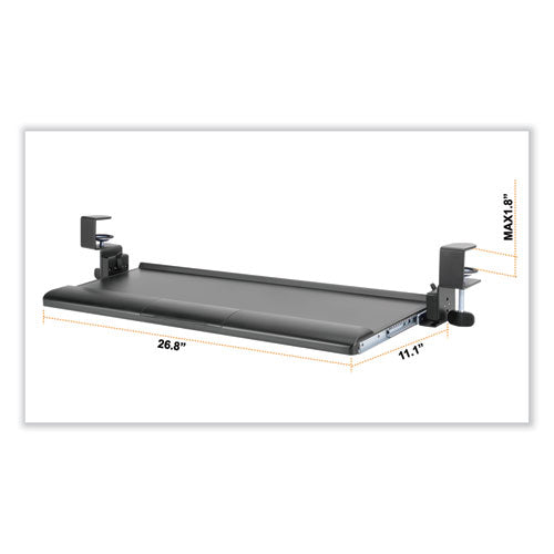 Image of Kantek Desk Clamp Five-Position Tilting Keyboard Tray, 26.8" x 11.1, Black