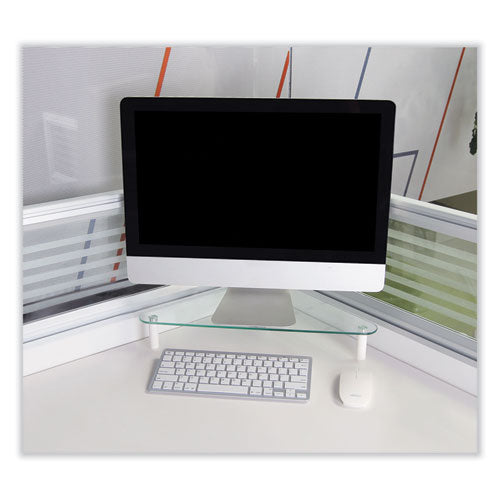 Image of Kantek Glass Corner Monitor Riser, 19.7" x 11" x 3.25", Clear, Supports 40 lbs