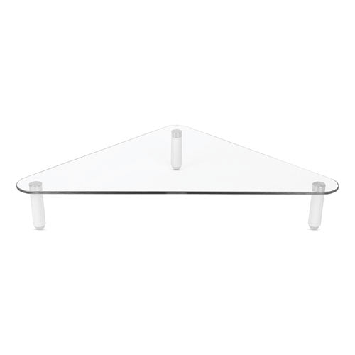Image of Kantek Glass Corner Monitor Riser, 19.7" x 11" x 3.25", Clear, Supports 40 lbs