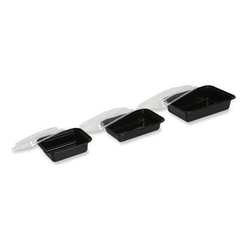 Image of GEN Microwavable Food Container with Lid, Rectangular, 38 oz, 8.81 x 6.02 x 2.48, Black/Clear, Plastic, 150/Carton