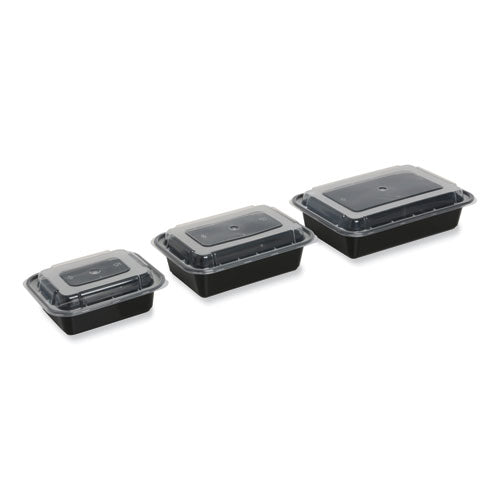 Image of GEN Microwavable Food Container with Lid, Rectangular, 38 oz, 8.81 x 6.02 x 2.48, Black/Clear, Plastic, 150/Carton