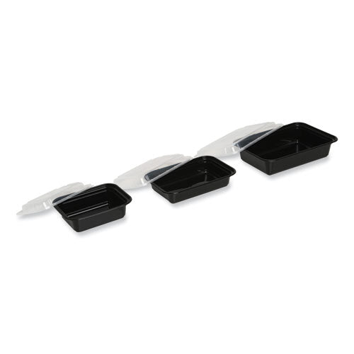 Image of GEN Microwavable Food Container with Lid, Rectangular, 32 oz, 8.81 x 6.02 x 2.24, Black/Clear, Plastic, 150/Carton