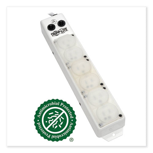 Image of Tripp Lite by Eaton Medical-Grade Power Strip for Patient-Care Vicinity, 6 Outlets, 15 ft Cord, White