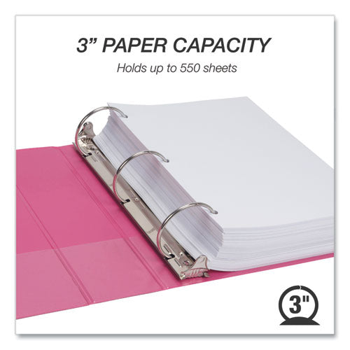 Image of Samsill® Earth's Choice Plant-Based Economy Round Ring View Binders, 3 Rings, 3" Capacity, 11 x 8.5, Pink, 2/Pack