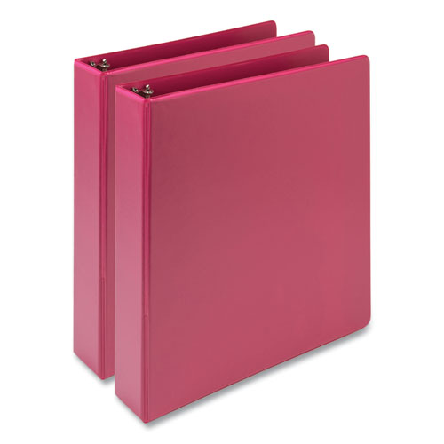 Image of Samsill® Earth's Choice Plant-Based Economy Round Ring View Binders, 3 Rings, 1.5" Capacity, 11 x 8.5, Pink, 2/Pack