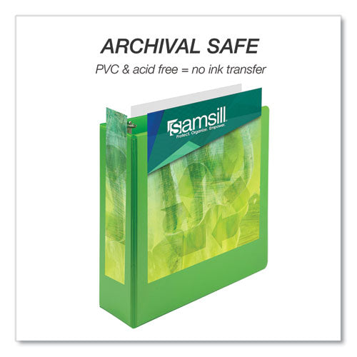 Image of Samsill® Earth's Choice Plant-Based Economy Round Ring View Binders, 3 Rings, 3" Capacity, 11 x 8.5, Lime, 2/Pack