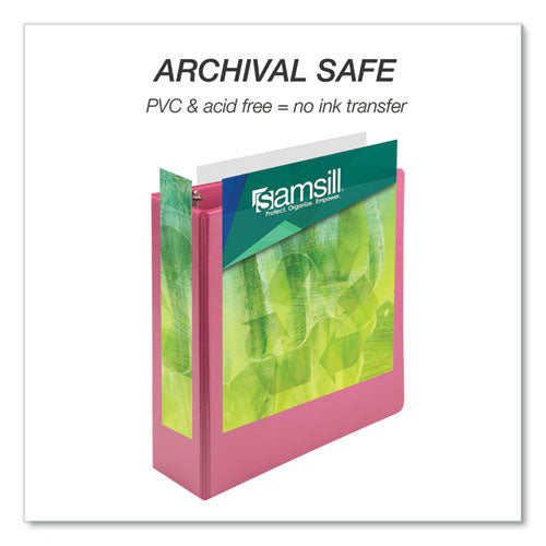 Image of Samsill® Earth's Choice Plant-Based Economy Round Ring View Binders, 3 Rings, 3" Capacity, 11 x 8.5, Pink, 2/Pack