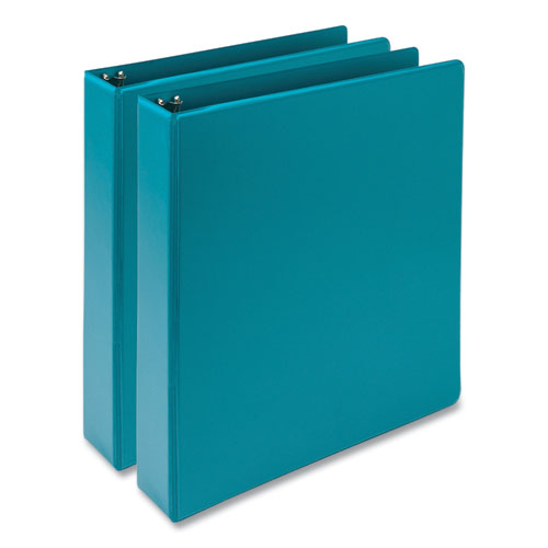 Image of Samsill® Earth's Choice Plant-Based Economy Round Ring View Binders, 3 Rings, 1.5" Capacity, 11 x 8.5, Teal, 2/Pack