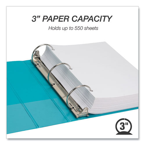 Image of Samsill® Earth's Choice Plant-Based Economy Round Ring View Binders, 3 Rings, 3" Capacity, 11 x 8.5, Teal, 2/Pack
