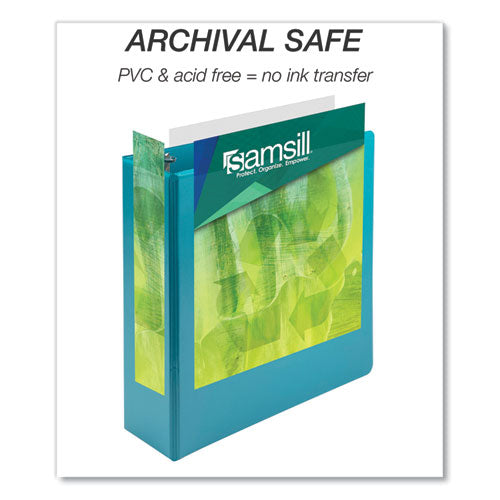 Image of Samsill® Earth's Choice Plant-Based Economy Round Ring View Binders, 3 Rings, 3" Capacity, 11 x 8.5, Teal, 2/Pack