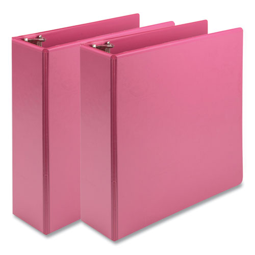 Image of Samsill® Earth's Choice Plant-Based Economy Round Ring View Binders, 3 Rings, 3" Capacity, 11 x 8.5, Pink, 2/Pack