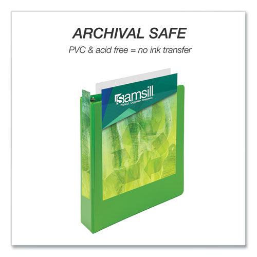 Image of Samsill® Earth's Choice Plant-Based Economy Round Ring View Binders, 3 Rings, 1.5" Capacity, 11 x 8.5, Lime, 2/Pack