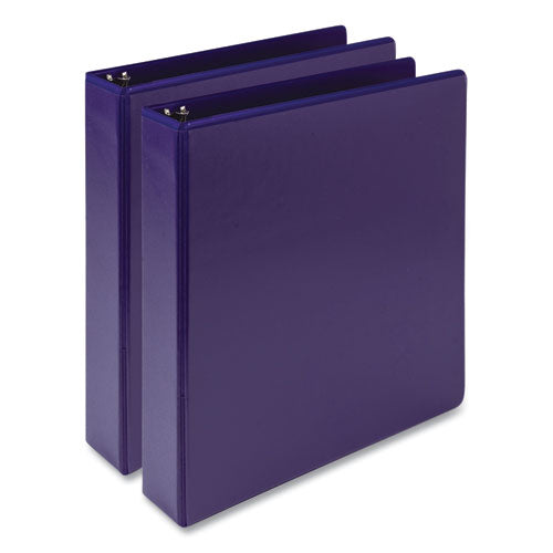 Image of Samsill® Earth's Choice Plant-Based Economy Round Ring View Binders, 3 Rings, 1.5" Capacity, 11 x 8.5, Purple, 2/Pack